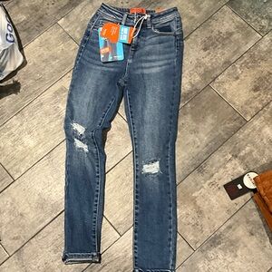 Wax Jean Women's Blue Ripped Skinny Jeans